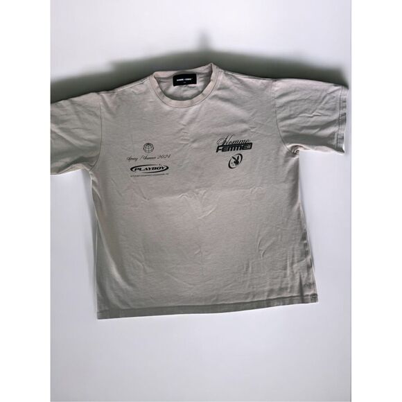 Homme + Femme Playboy Tongue Tied  Heavy Weight T-Shirt Men’s Sz Large Tan Beige - Picture 2 of 6
